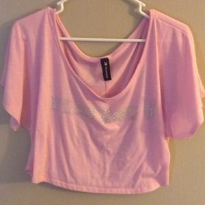 Just reduced! Pink with rhinestone playboy top <3