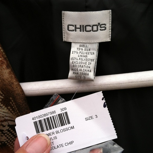 Chicos Shimmer Blossom Jacket, SZ 3 - Picture 3 of 3