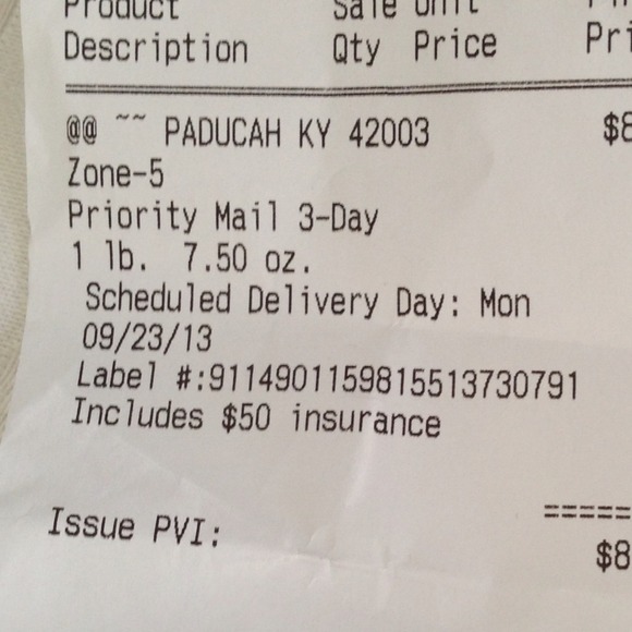 Mail receipt for Ailin