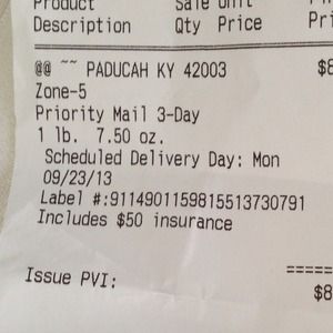Mail receipt for Ailin
