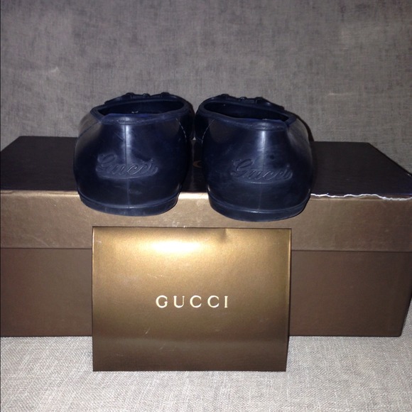 { GUCCI Jelly Flats } AUTH Box Booklet BLK RUBBER - Picture 2 of 4