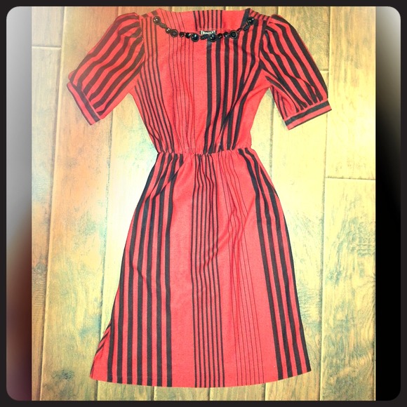 Vintage Red & Black Stripe Dress.