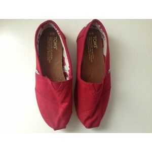 Toms red canvas shoes