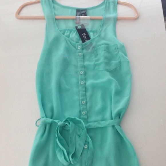 NWT turquoise semi sheer button down - Picture 2 of 2