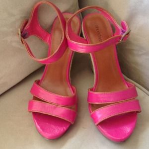 Shoedazzle Hot Pink Wedge Sandal