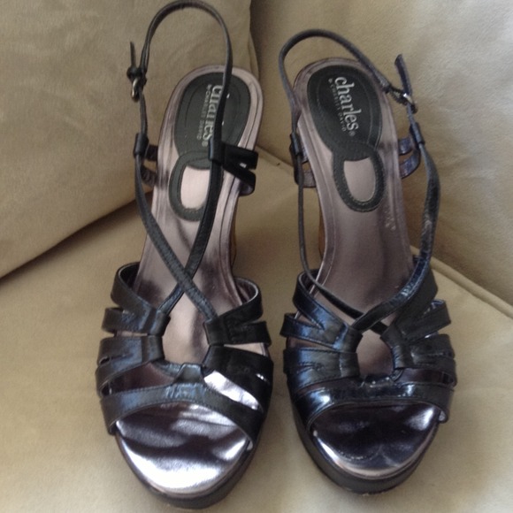 Charles David Black Wedge Sandal