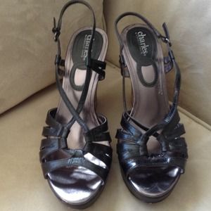 Charles David Black Wedge Sandal