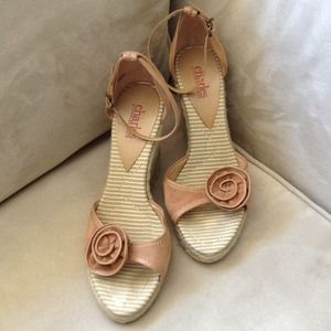 Charles David Suede Nude Wedge Sandal
