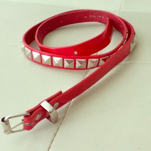 Red studded belt