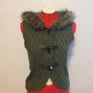 Dark green jacket with furry hood