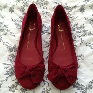 Red Suede Flats NWOT!!
