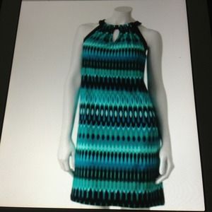 Gorgeous blue green geometric pattern dress