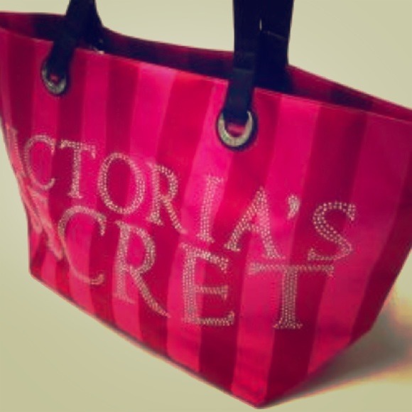 Pink striped VS bag