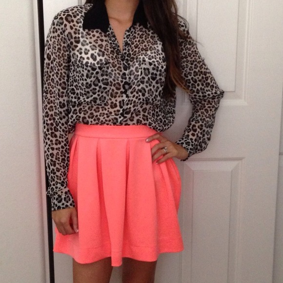 H&M sheer leopard print button up