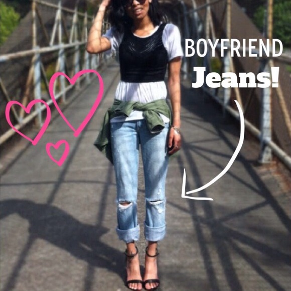 Distressed Light Wash Boyfriend Jeans