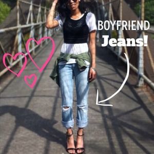 Distressed Light Wash Boyfriend Jeans