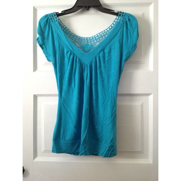 Blue top with lace back