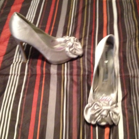 Audrey Brooke silver high heels