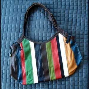 Lucky Brand Technicolor Striped Patchwork Tote