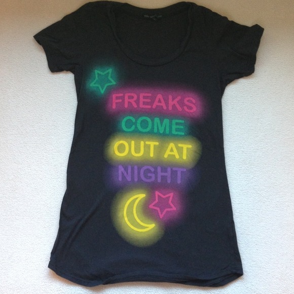 Freaks come out at night neon t-shirt