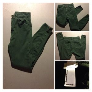 American Apparel High Waisted Green Denim