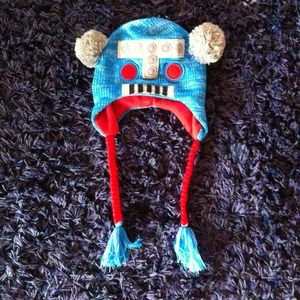 Cute robot knitted hat.