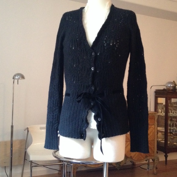 🍃❤️ Lace knitted extra fine Merino Wool Cardigan - Picture 2 of 4