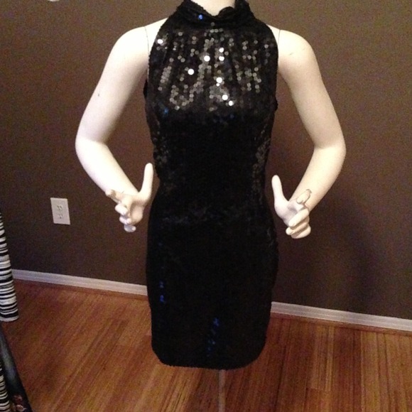 Black sequined cocktail dress!