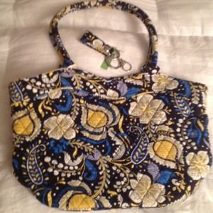 Ellie Blue Vera Bradley Handbag with Key Chain