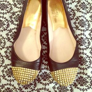 Michael Kors Pyramid Stud Toe Moc Gold Ballet Flat