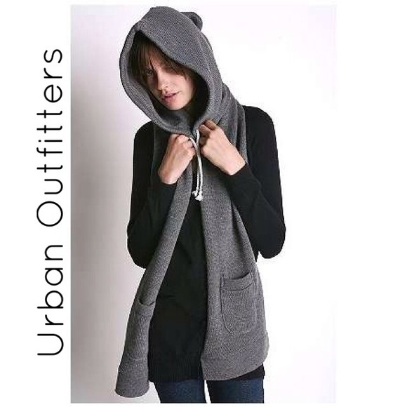 Urban Outfitters Hooded Scarf - Grey
