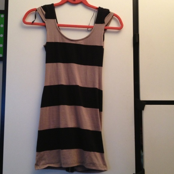 Striped Bodycon Dress w/ exposed zipper