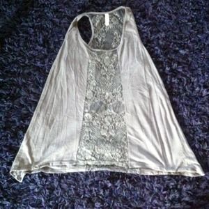 Lace and soft jersey racer back tank top
