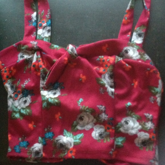 Floral , bow cut out shirt