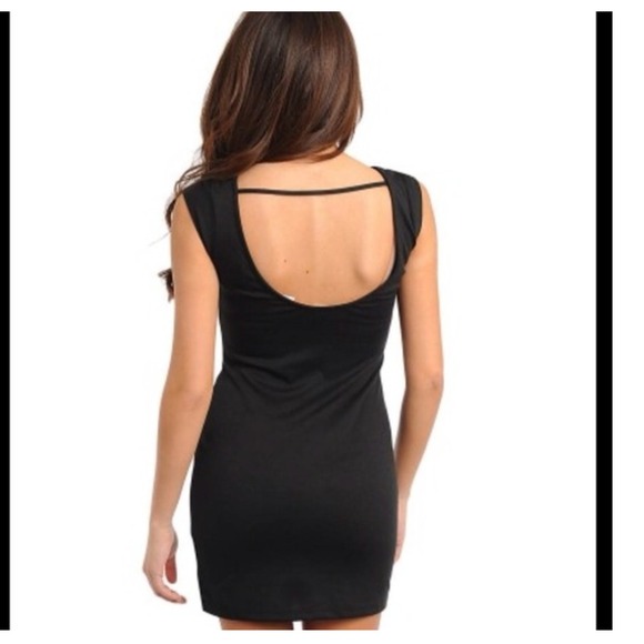 LITTLE BLACK DRESS WITH DUSTY PINK EYELET - Picture 3 of 3