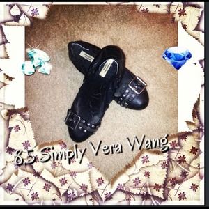 Simply Vera Wang Black Buckle Flats