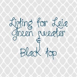 Green anthro sweater and black ruffle blouse