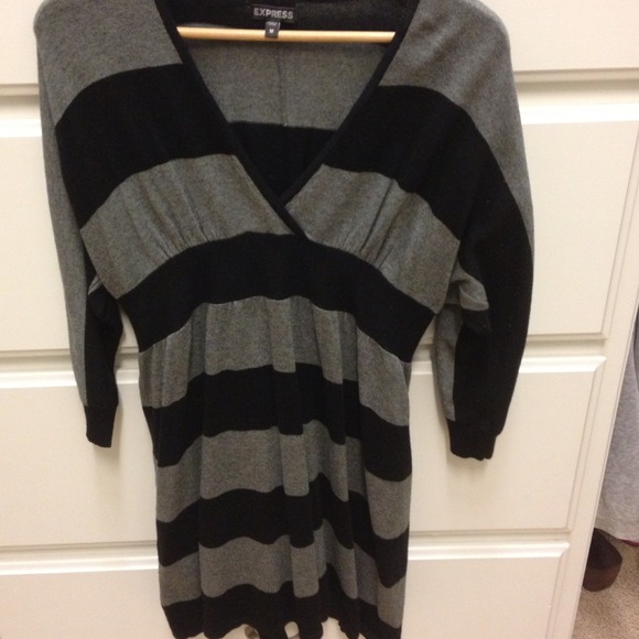 Black and grey Express sweater dress.