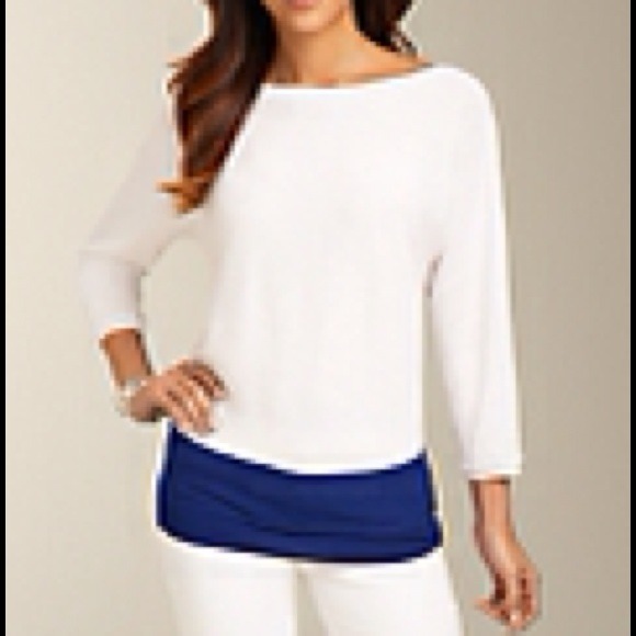 SOLD! ❤ Colorblock Sweater (White/Royal Blue) - Picture 2 of 4