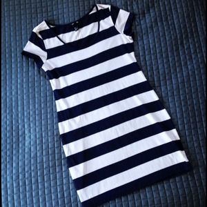 H&M Navy and Cream Striped Jersey Dress, NWOT