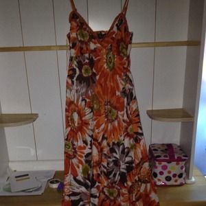 Orange floral maxi dress