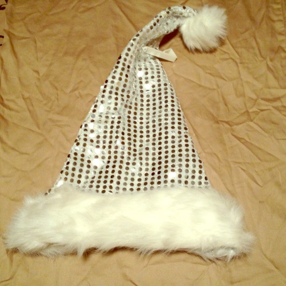 ❄BRAND NEW SEXY WHITE SEQUENCE SANTA HAT - Picture 1 of 2