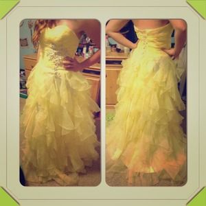 Yellow Ruffle Prom Dress