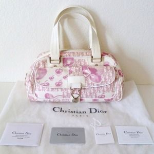 Authentic Christian Dior Logo Floral Patchwork Bag