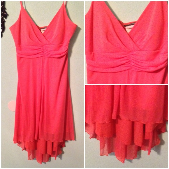 Coral dress.