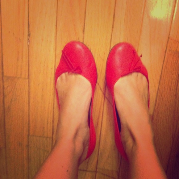 SOLD J. Crew Italian leather Cherry Red Ballet