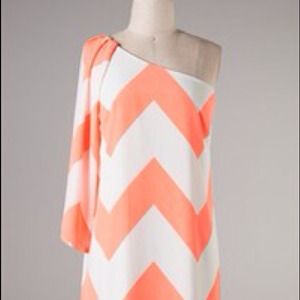 One shoulder chevron print dress dress