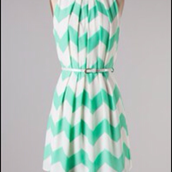 Chevron Print Belted Dress