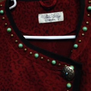 Reduced ✨Red Leopard Suede/leather Poncho szS