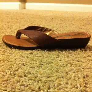Brown sandals.